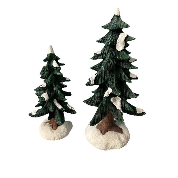 St Nicholas Square Village Collection 6" & 8" Pine Trees Hand Painted w/ Box - Picture 8 of 11